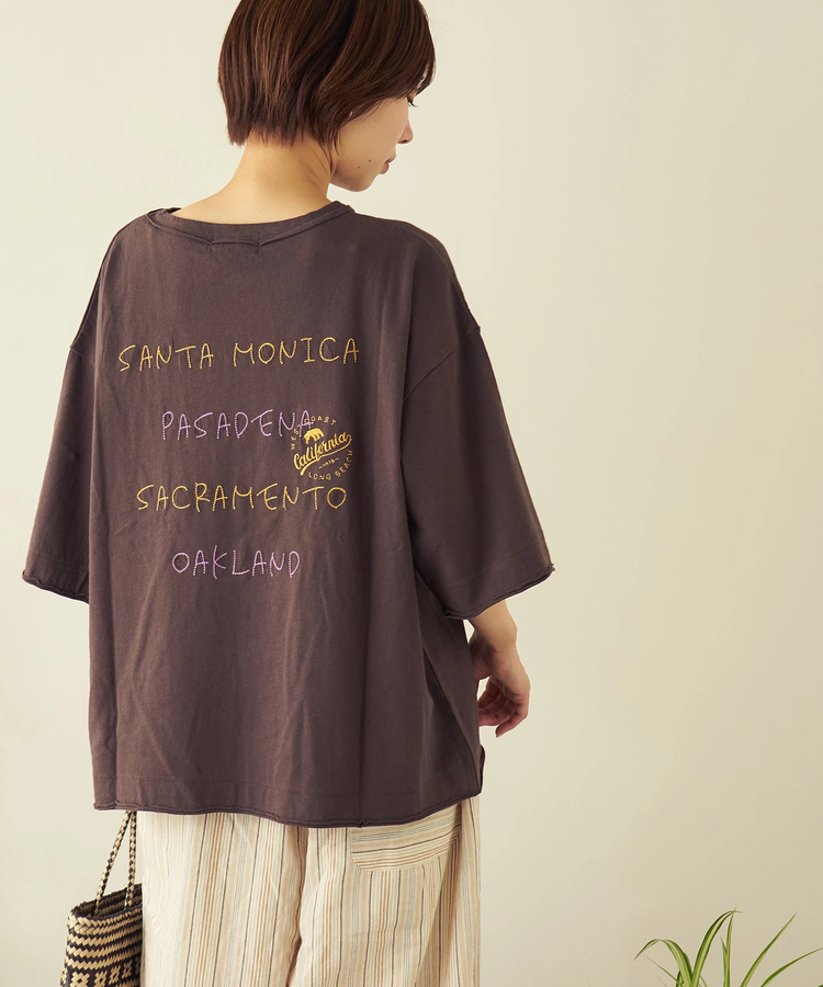 CUBE SUGAR(キューブシュガー) |【春夏新作】21/-OE天竺 バッグ 刺繍 ポケット Tシャツ