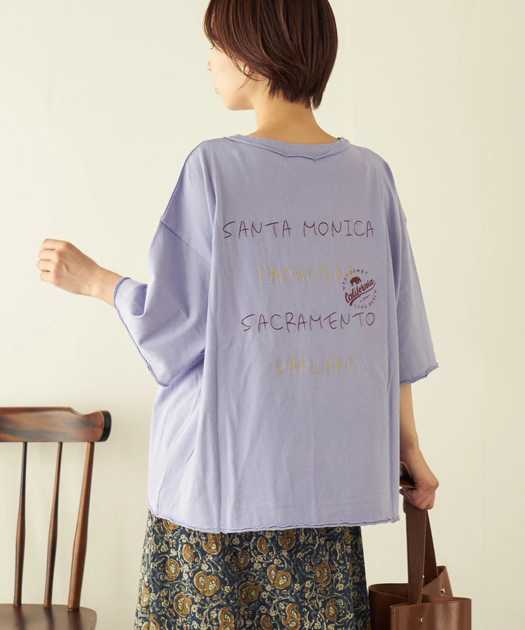 CUBE SUGAR(キューブシュガー) |【春夏新作】21/-OE天竺 バッグ 刺繍 ポケット Tシャツ