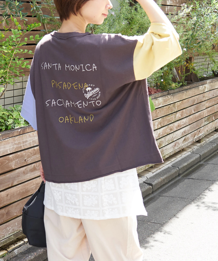 CUBE SUGAR(キューブシュガー) |【春夏新作】21/-OE天竺 バッグ 刺繍 ポケット Tシャツ