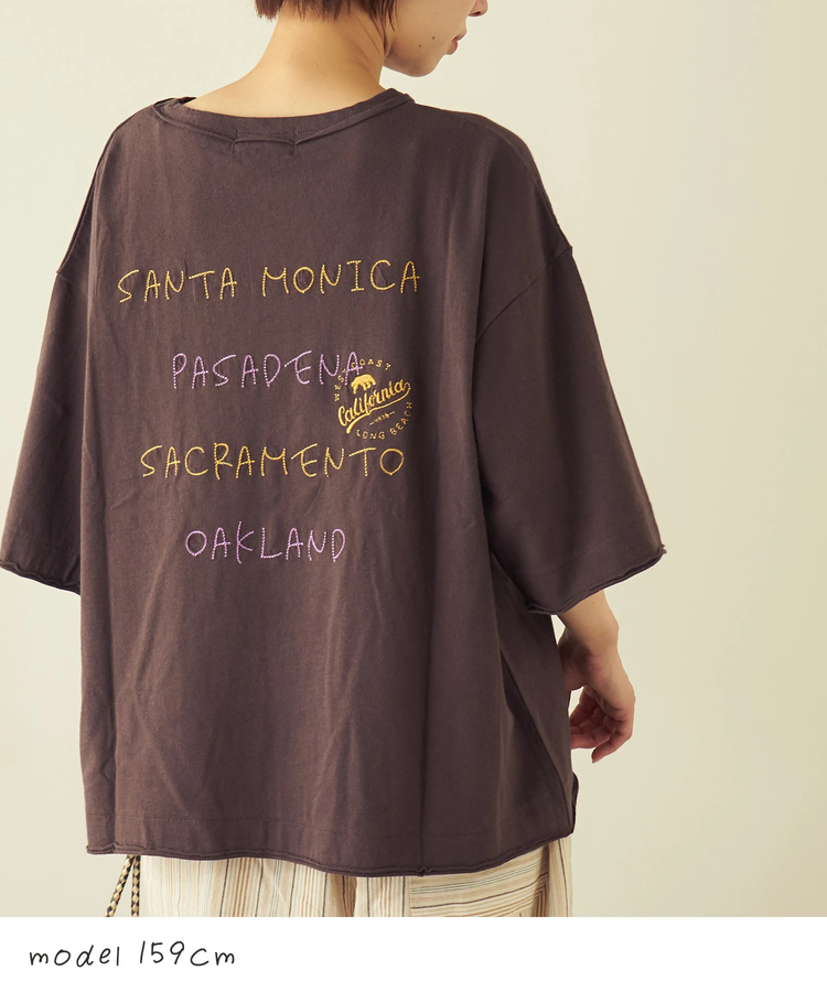 CUBE SUGAR(キューブシュガー) |【春夏新作】21/-OE天竺 バッグ 刺繍 ポケット Tシャツ