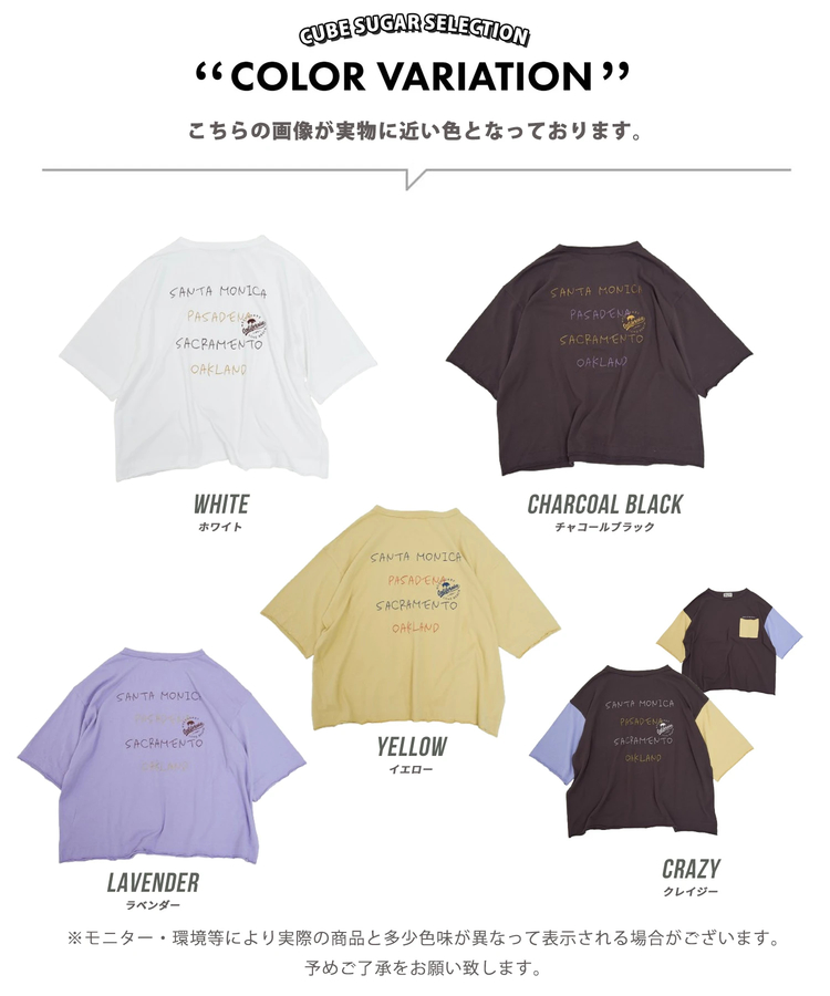 CUBE SUGAR(キューブシュガー) |【春夏新作】21/-OE天竺 バッグ 刺繍 ポケット Tシャツ