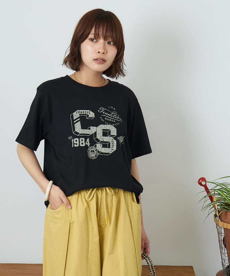 CUBE SUGAR(キューブシュガー) |【夏新作】21/-OE天竺 カレッジ プリント Tシャツ