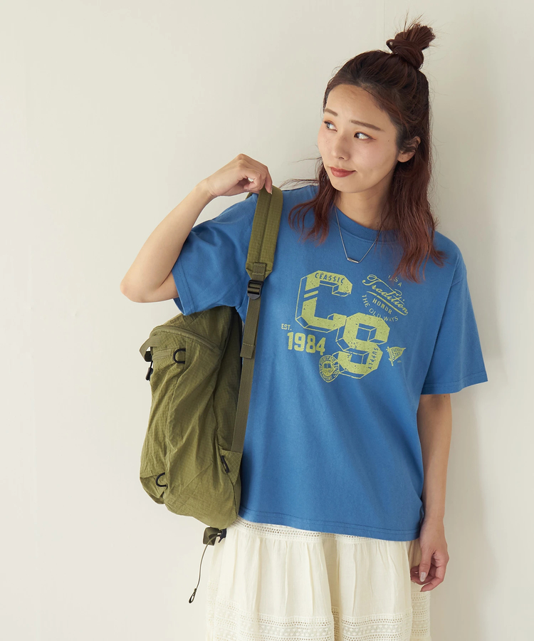 CUBE SUGAR(キューブシュガー) |【夏新作】21/-OE天竺 カレッジ プリント Tシャツ