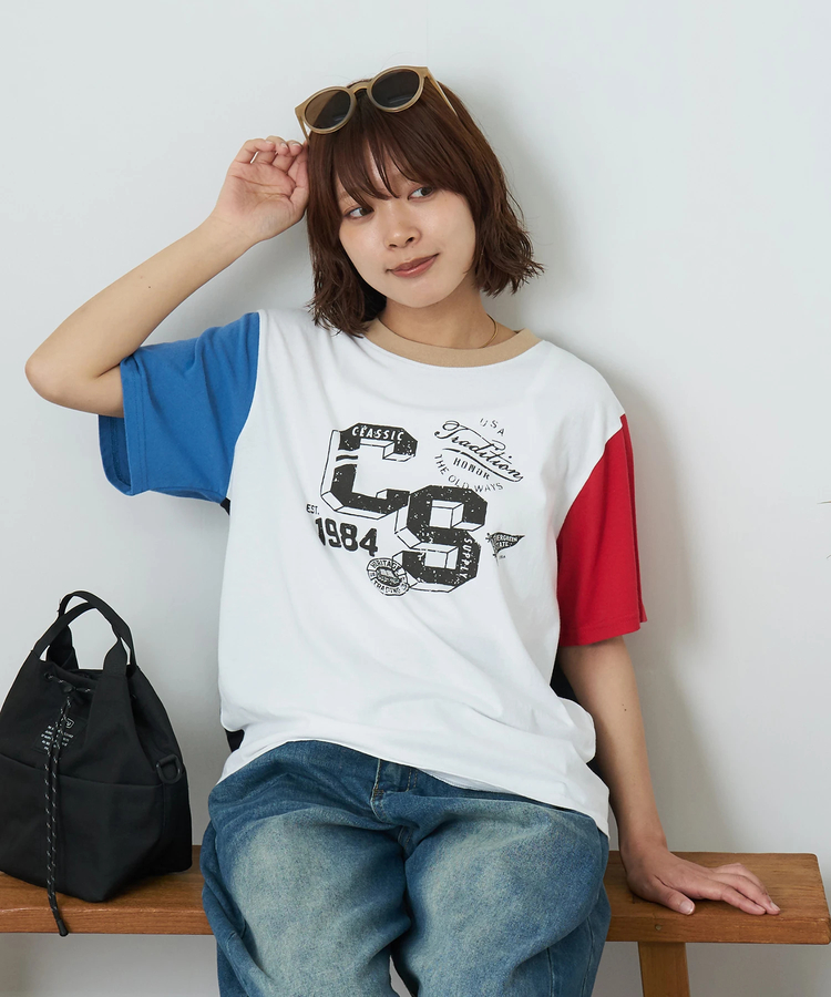 CUBE SUGAR(キューブシュガー) |【夏新作】21/-OE天竺 カレッジ プリント Tシャツ