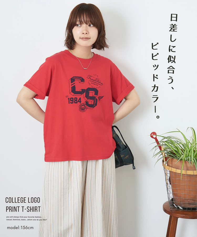 CUBE SUGAR(キューブシュガー) |【夏新作】21/-OE天竺 カレッジ プリント Tシャツ