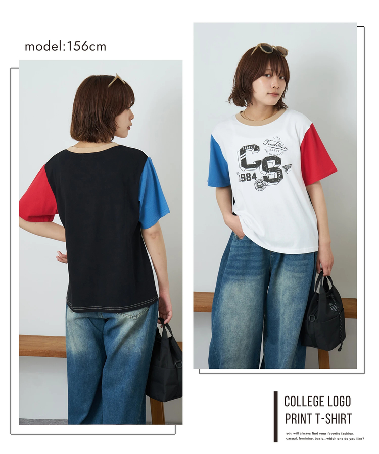 CUBE SUGAR(キューブシュガー) |【夏新作】21/-OE天竺 カレッジ プリント Tシャツ