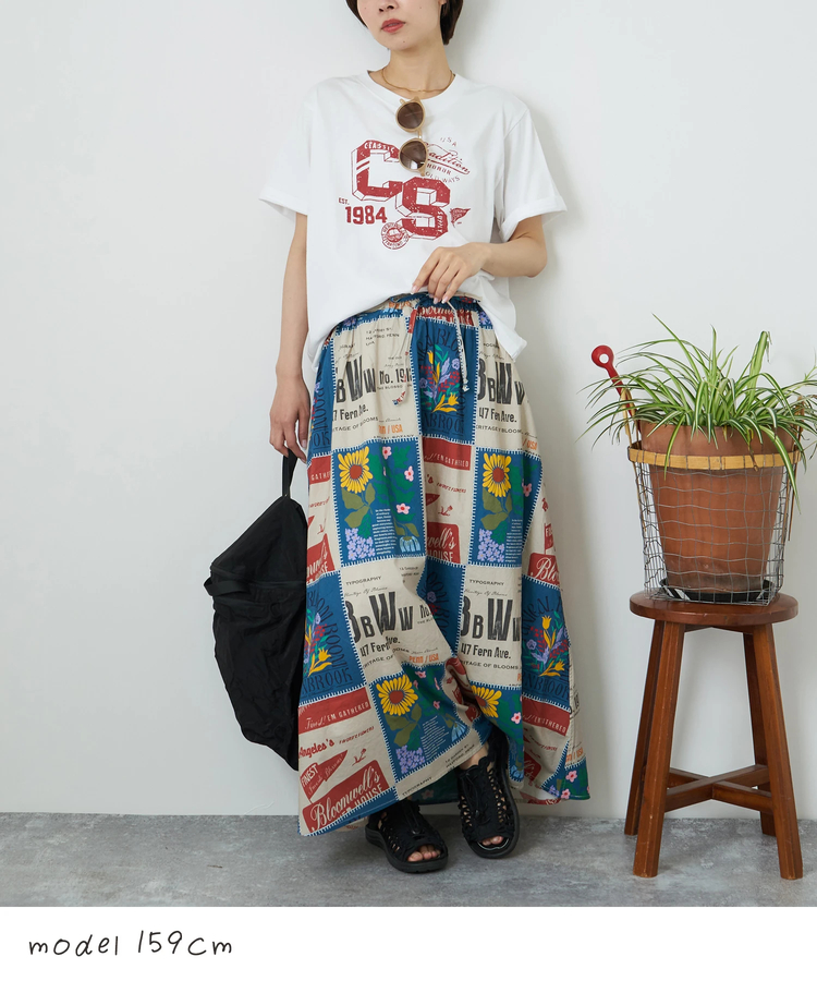 CUBE SUGAR(キューブシュガー) |【夏新作】21/-OE天竺 カレッジ プリント Tシャツ