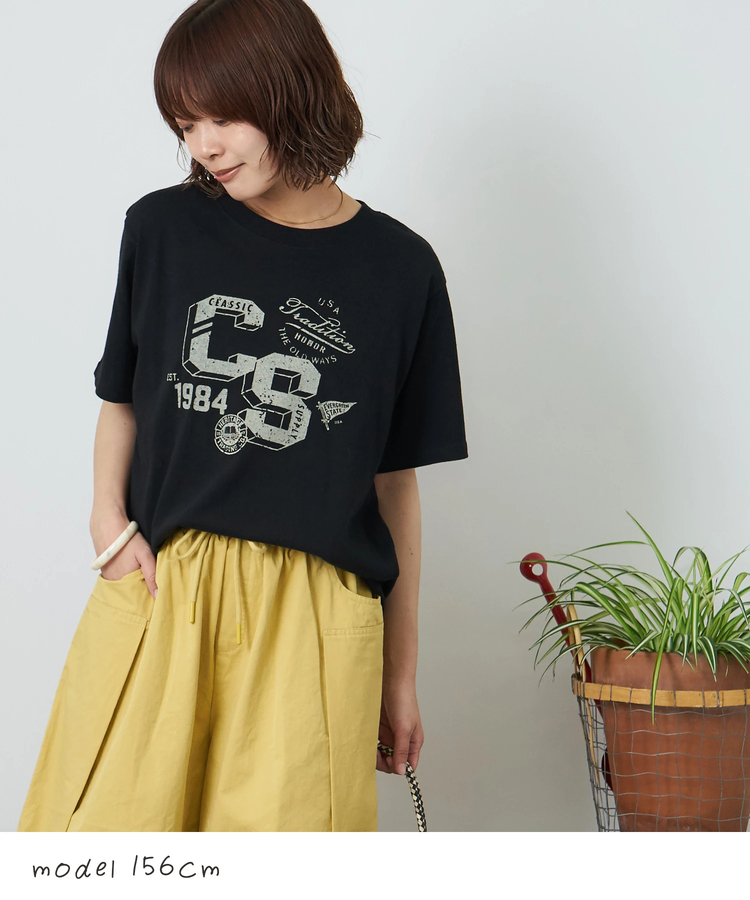 CUBE SUGAR(キューブシュガー) |【夏新作】21/-OE天竺 カレッジ プリント Tシャツ