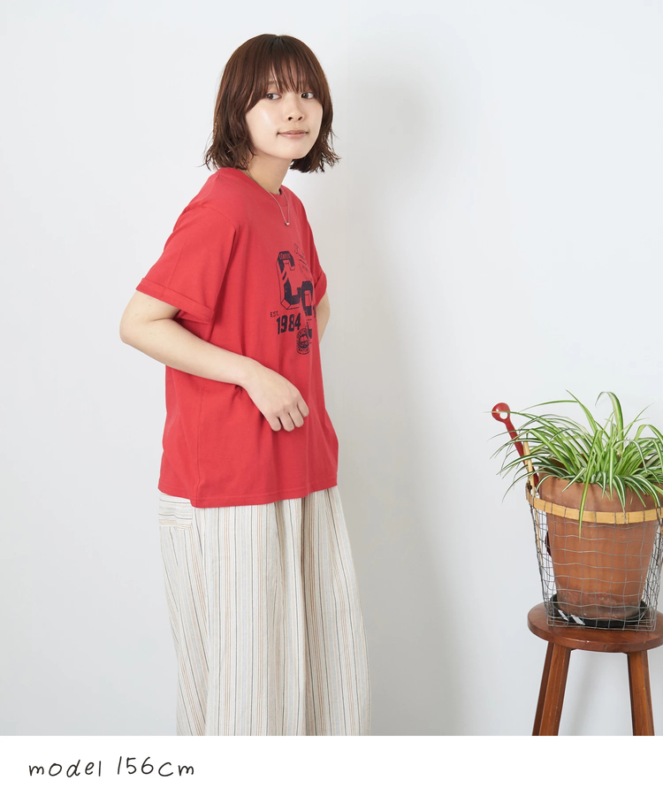 CUBE SUGAR(キューブシュガー) |【夏新作】21/-OE天竺 カレッジ プリント Tシャツ