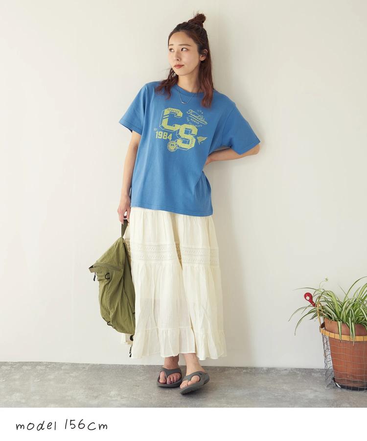 CUBE SUGAR(キューブシュガー) |【夏新作】21/-OE天竺 カレッジ プリント Tシャツ