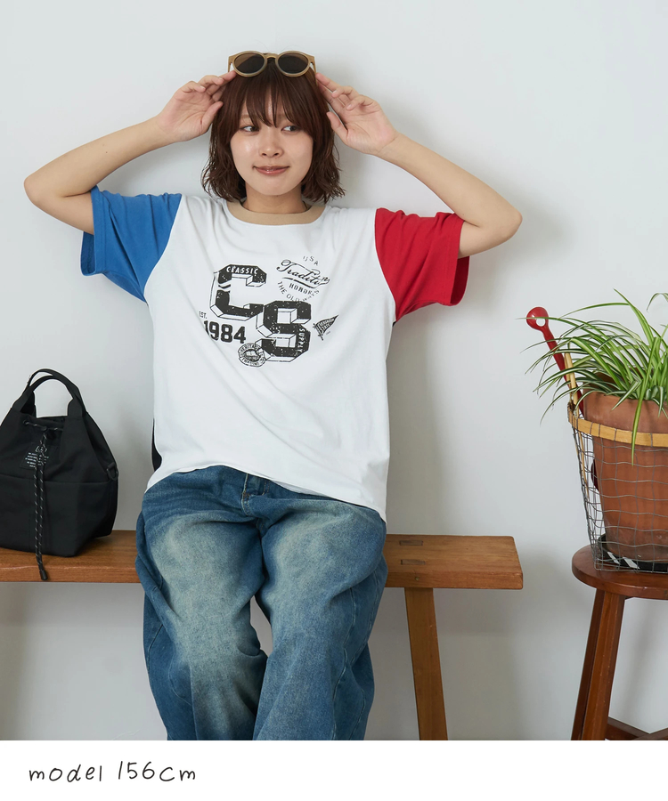 CUBE SUGAR(キューブシュガー) |【夏新作】21/-OE天竺 カレッジ プリント Tシャツ