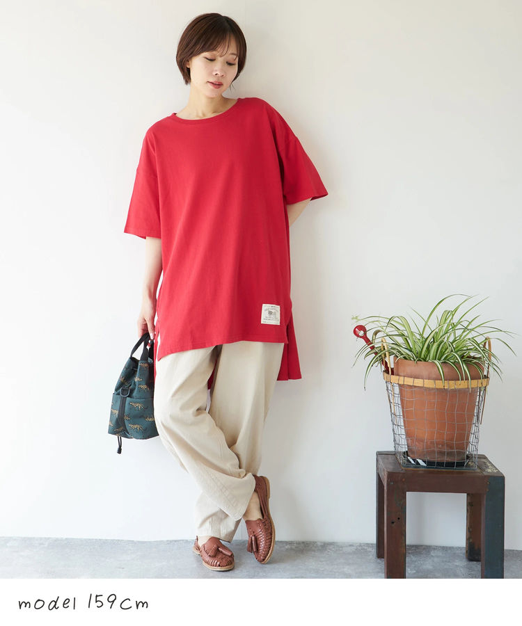 CUBE SUGAR(キューブシュガー) |【夏新作】21/-OE天竺 変形 チュニック Tシャツ
