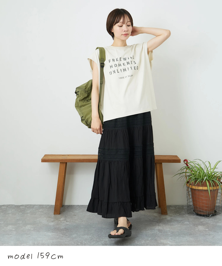 CUBE SUGAR(キューブシュガー) |【春夏新作】26/-天竺 バック レースアップ ロゴ Tシャツ