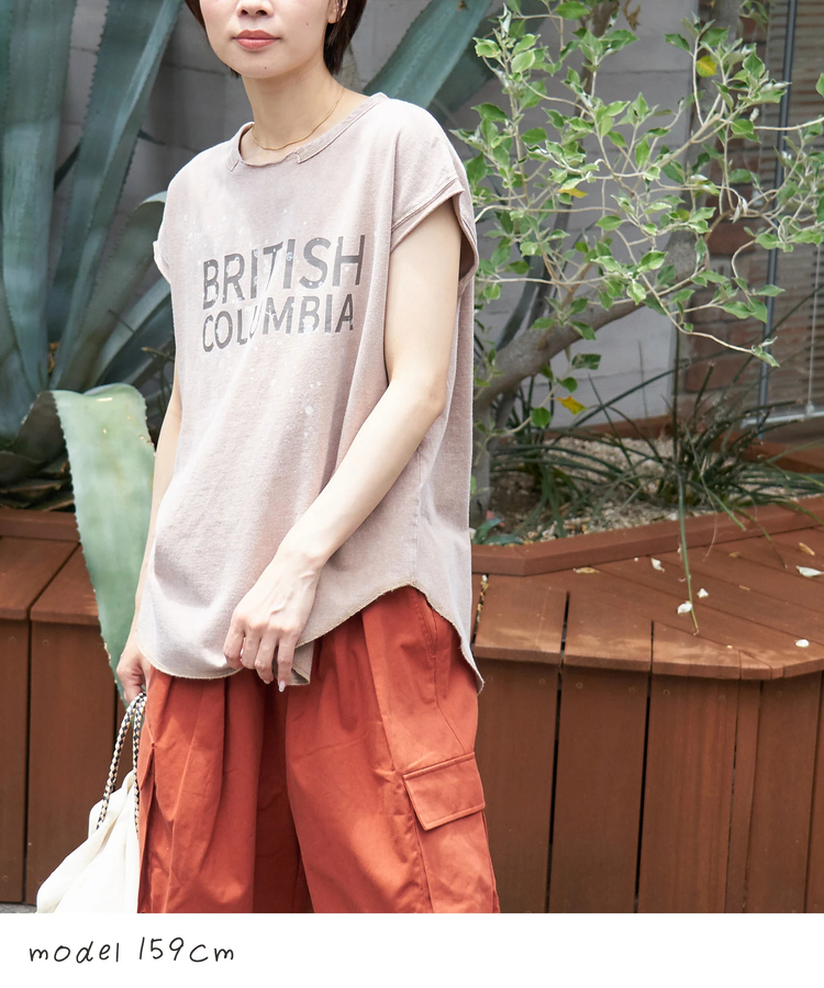 CUBE SUGAR(キューブシュガー) |【夏新作】21/-OE天竺 パウダー加工 カットオフ ノースリーブ Tシャツ