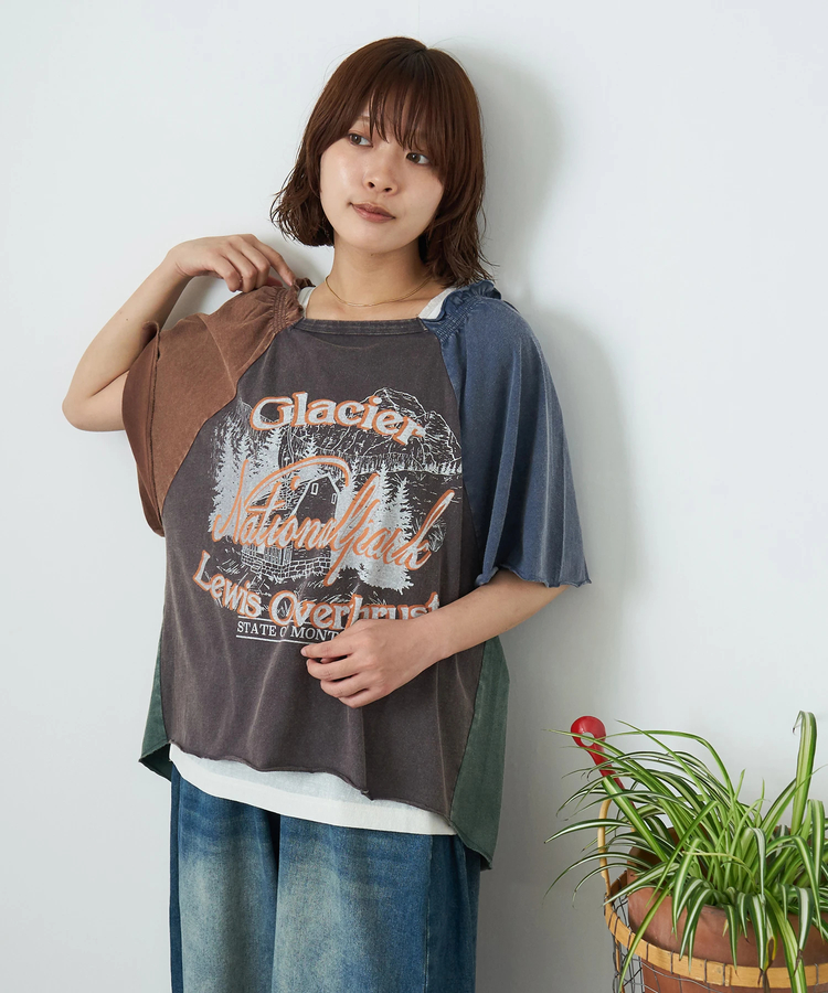 CUBE SUGAR(キューブシュガー) |【夏新作】21/-OE天竺 パウダー加工 ベルスリーブ Tシャツ