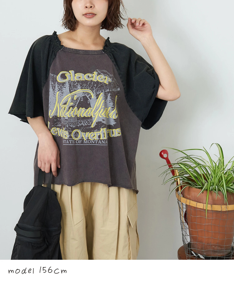 CUBE SUGAR(キューブシュガー) |【夏新作】21/-OE天竺 パウダー加工 ベルスリーブ Tシャツ