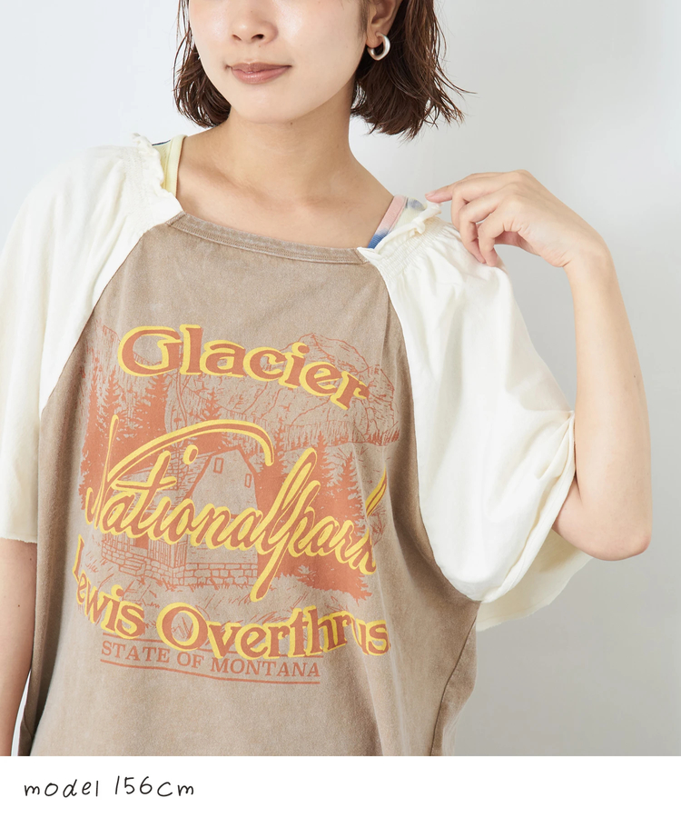 CUBE SUGAR(キューブシュガー) |【夏新作】21/-OE天竺 パウダー加工 ベルスリーブ Tシャツ