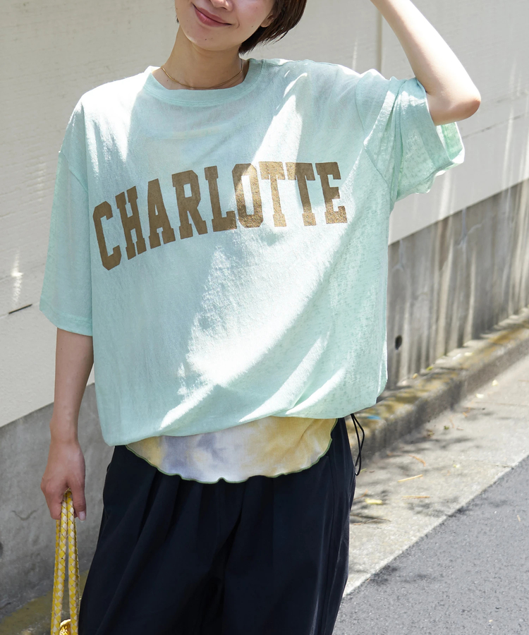 CUBE SUGAR(キューブシュガー) |【夏新作】シアー リブ ロゴプリント プルオーバー Tシャツ