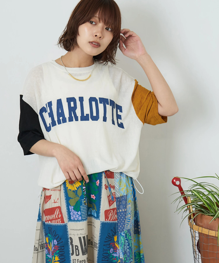CUBE SUGAR(キューブシュガー) |【夏新作】シアー リブ ロゴプリント プルオーバー Tシャツ