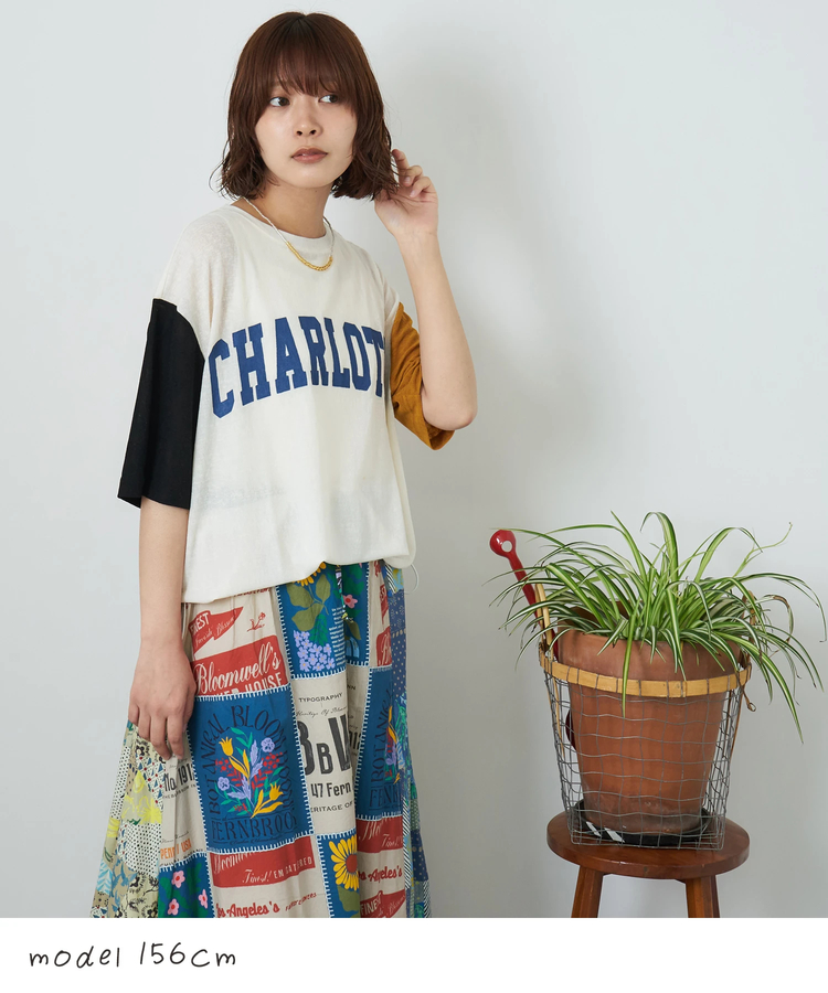 CUBE SUGAR(キューブシュガー) |【夏新作】シアー リブ ロゴプリント プルオーバー Tシャツ