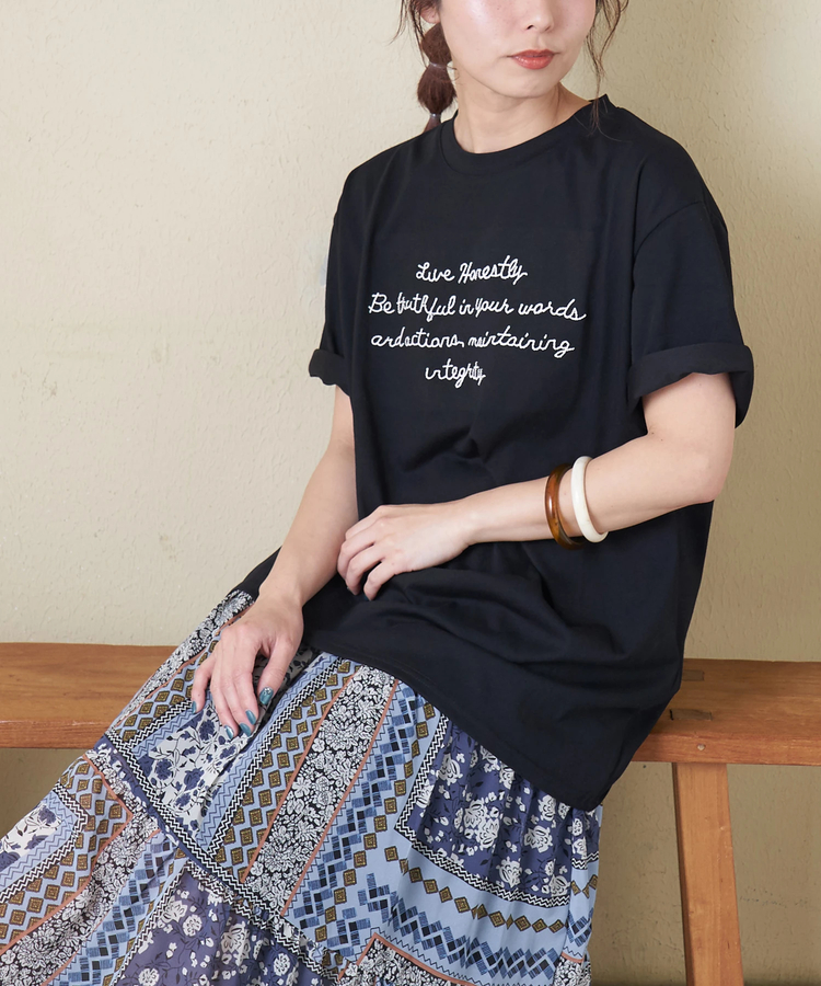 CUBE SUGAR(キューブシュガー) |【春夏新作】ロゴ 刺繍 ビッグTシャツ
