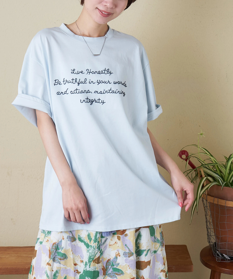 CUBE SUGAR(キューブシュガー) |【春夏新作】ロゴ 刺繍 ビッグTシャツ