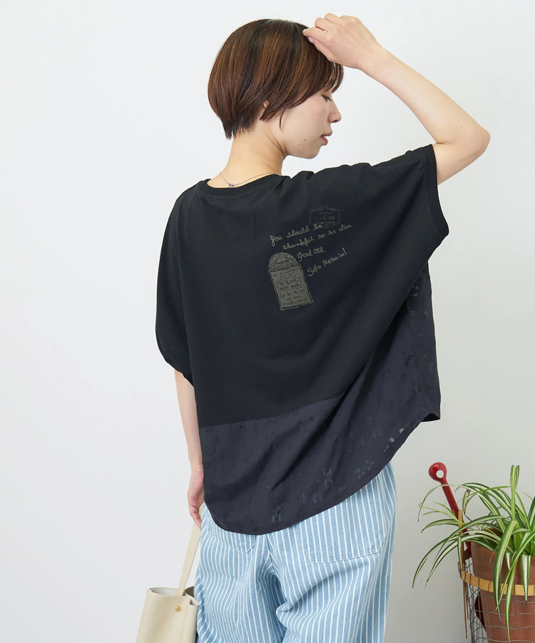 CUBE SUGAR(キューブシュガー) |【夏新作】花柄オパール × カットソー 切替 ドルマン Tシャツ