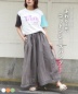 【夏新作】60sローン ケミカル加工 裾レース 切替 ギャザー パンツ