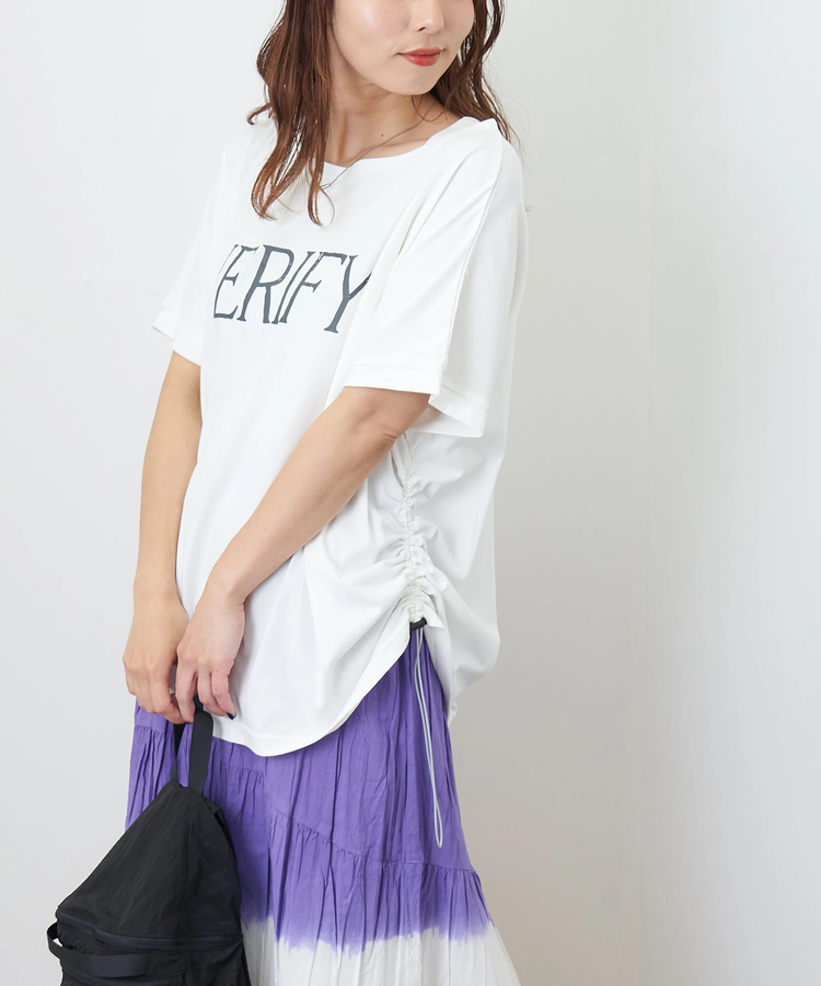 CUBE SUGAR(キューブシュガー) |【夏新作】冷感天竺 UV加工 ボートネック ドロスト Tシャツ