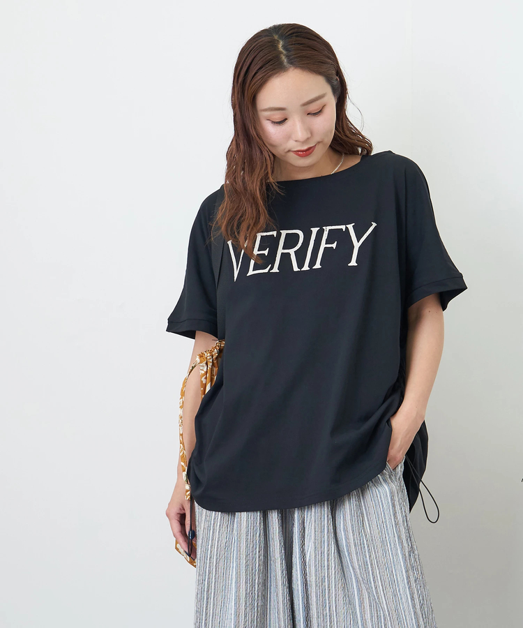 CUBE SUGAR(キューブシュガー) |【夏新作】冷感天竺 UV加工 ボートネック ドロスト Tシャツ