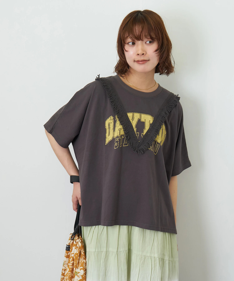 CUBE SUGAR(キューブシュガー) |【夏新作】26/-天竺 カットソー フリンジ付 ヤッコ Tシャツ