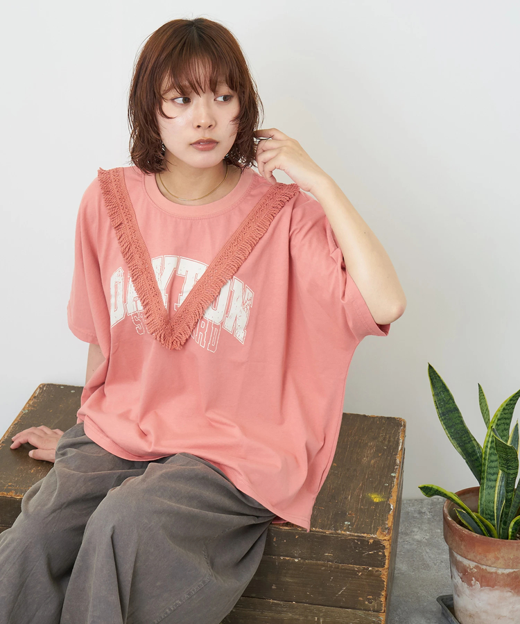 CUBE SUGAR(キューブシュガー) |【夏新作】26/-天竺 カットソー フリンジ付 ヤッコ Tシャツ
