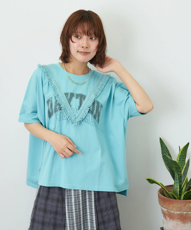 CUBE SUGAR(キューブシュガー) |【夏新作】26/-天竺 カットソー フリンジ付 ヤッコ Tシャツ