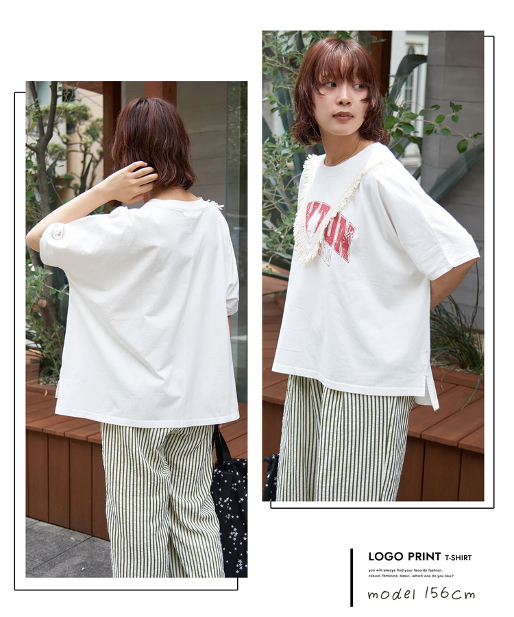 CUBE SUGAR(キューブシュガー) |【夏新作】26/-天竺 カットソー フリンジ付 ヤッコ Tシャツ