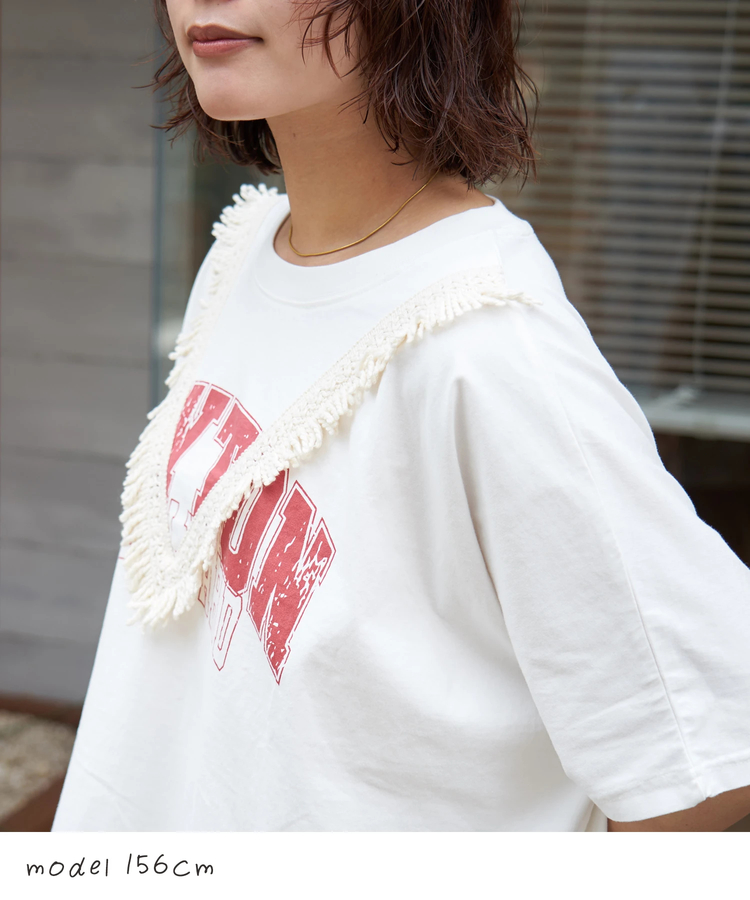 CUBE SUGAR(キューブシュガー) |【夏新作】26/-天竺 カットソー フリンジ付 ヤッコ Tシャツ