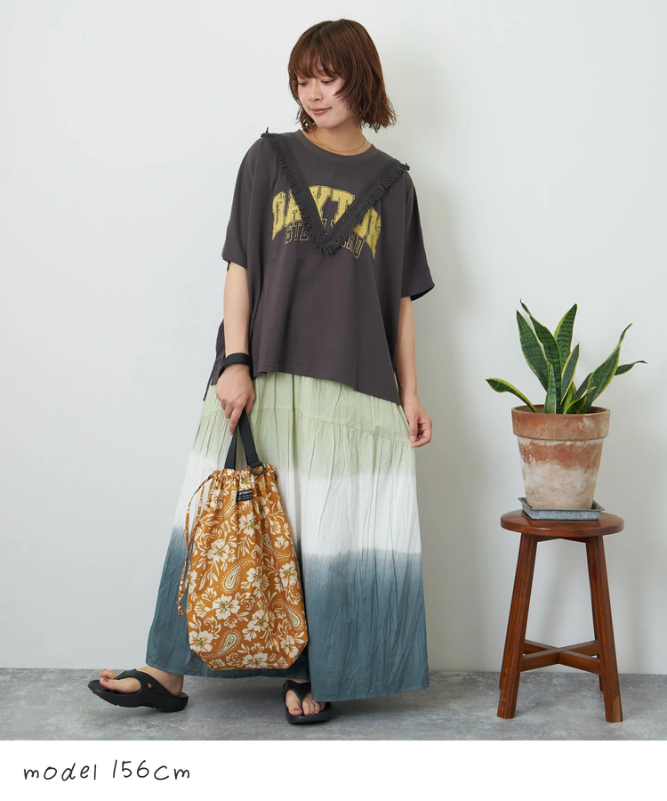 CUBE SUGAR(キューブシュガー) |【夏新作】26/-天竺 カットソー フリンジ付 ヤッコ Tシャツ