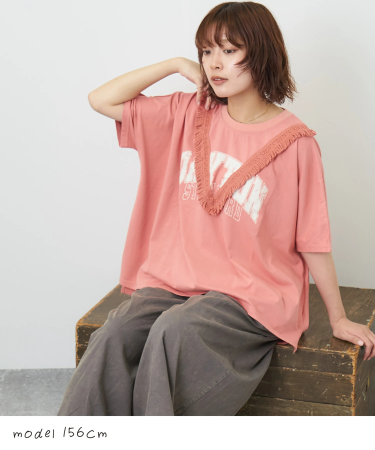 CUBE SUGAR(キューブシュガー) |【夏新作】26/-天竺 カットソー フリンジ付 ヤッコ Tシャツ