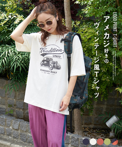 【夏新作】32/-OE天竺 カットソー ロゴ プリント Tシャツ