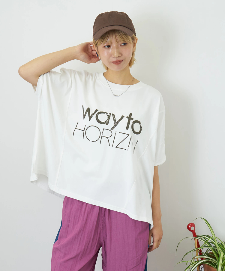 CUBE SUGAR(キューブシュガー) |【夏新作】冷感天竺 切替 ロゴプリント Tシャツ