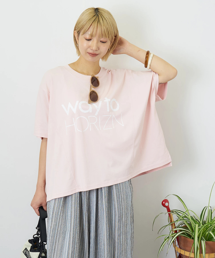 CUBE SUGAR(キューブシュガー) |【夏新作】冷感天竺 切替 ロゴプリント Tシャツ