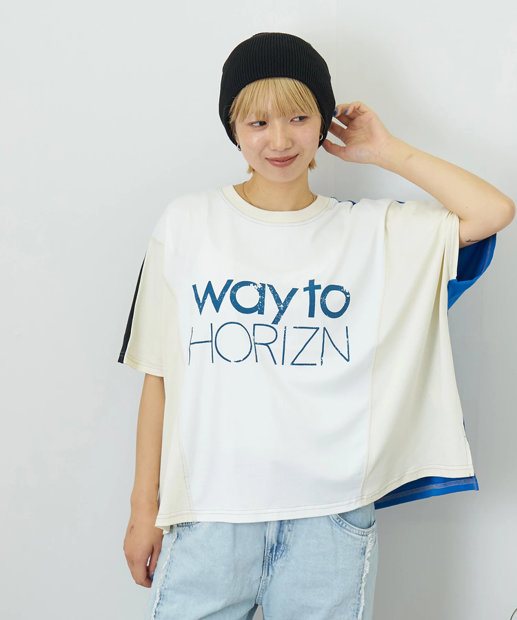 CUBE SUGAR(キューブシュガー) |【夏新作】冷感天竺 切替 ロゴプリント Tシャツ