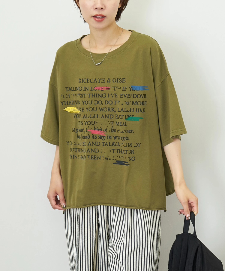 CUBE SUGAR(キューブシュガー) |【夏新作】パウダー加工 ペイント風 ロゴ プリント Tシャツ