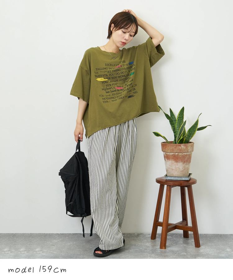 CUBE SUGAR(キューブシュガー) |【夏新作】パウダー加工 ペイント風 ロゴ プリント Tシャツ