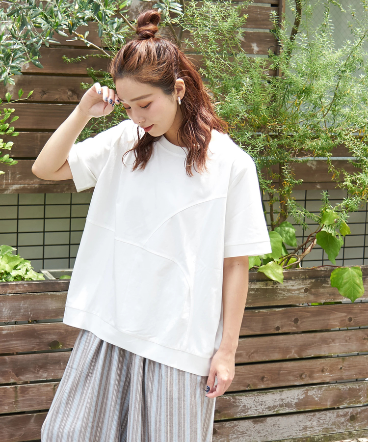 CUBE SUGAR(キューブシュガー) |【夏新作】ラウンド 切替 プルオーバー Tシャツ