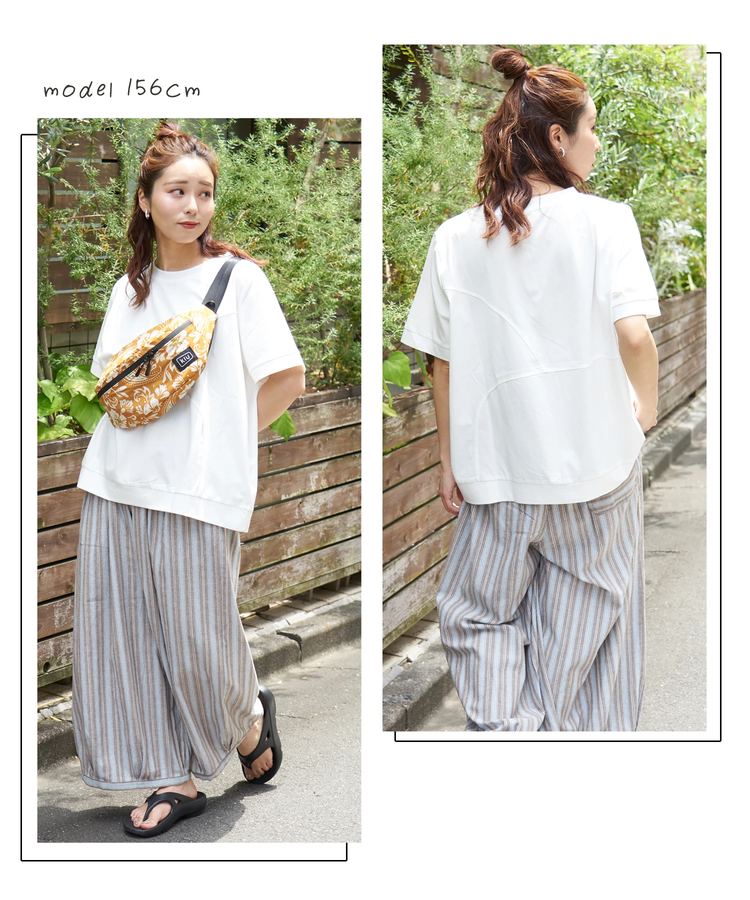 CUBE SUGAR(キューブシュガー) |【夏新作】ラウンド 切替 プルオーバー Tシャツ