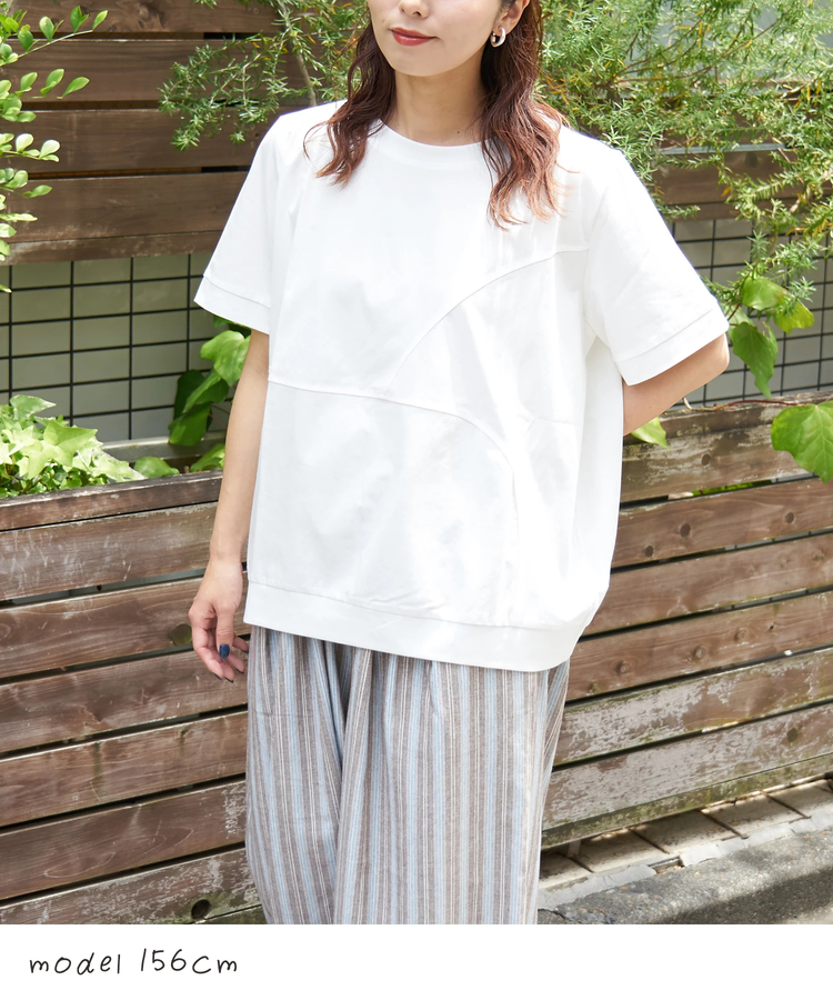 CUBE SUGAR(キューブシュガー) |【夏新作】ラウンド 切替 プルオーバー Tシャツ