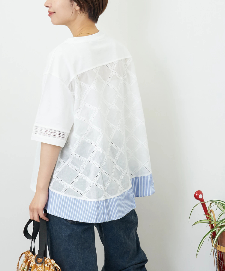 CUBE SUGAR(キューブシュガー) |【夏新作】バック レース 切替 プルオーバー Tシャツ