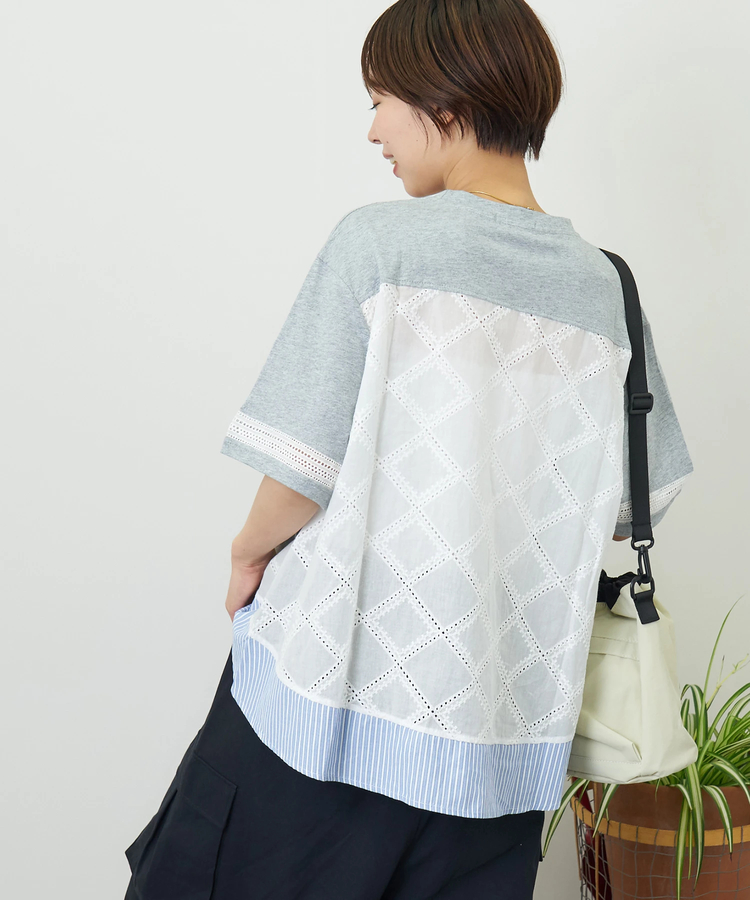 CUBE SUGAR(キューブシュガー) |【夏新作】バック レース 切替 プルオーバー Tシャツ
