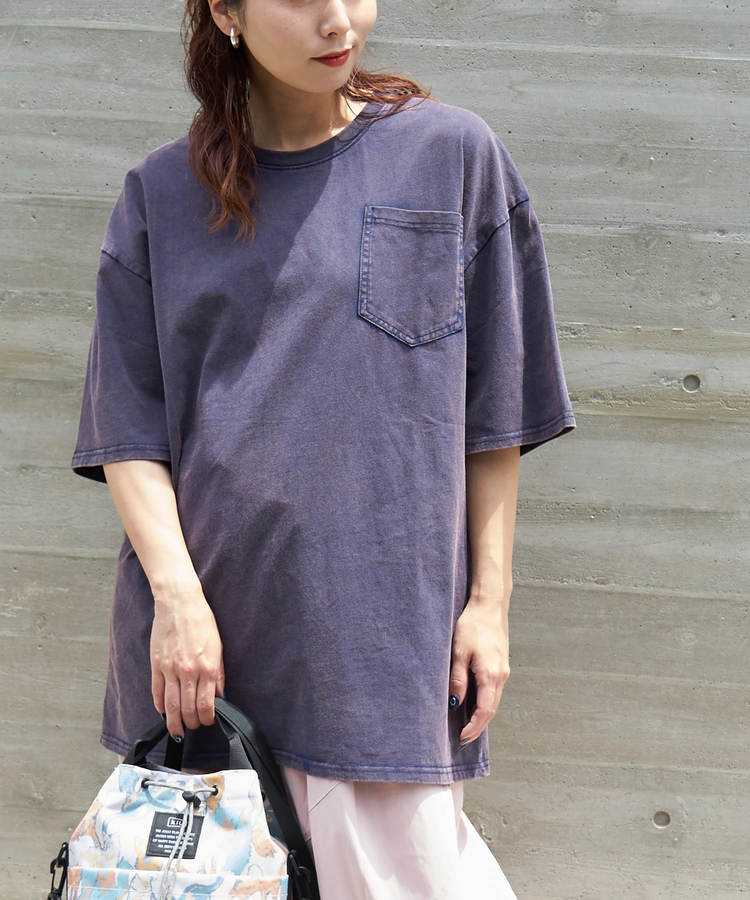 CUBE SUGAR(キューブシュガー) |【夏新作】ケミカル加工 インディゴ ポケット Tシャツ