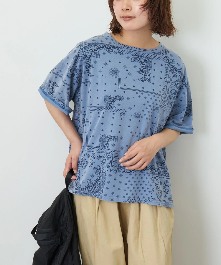 CUBE SUGAR(キューブシュガー) |【夏新作】パウダー加工 バンダナ プリント ワイド Tシャツ